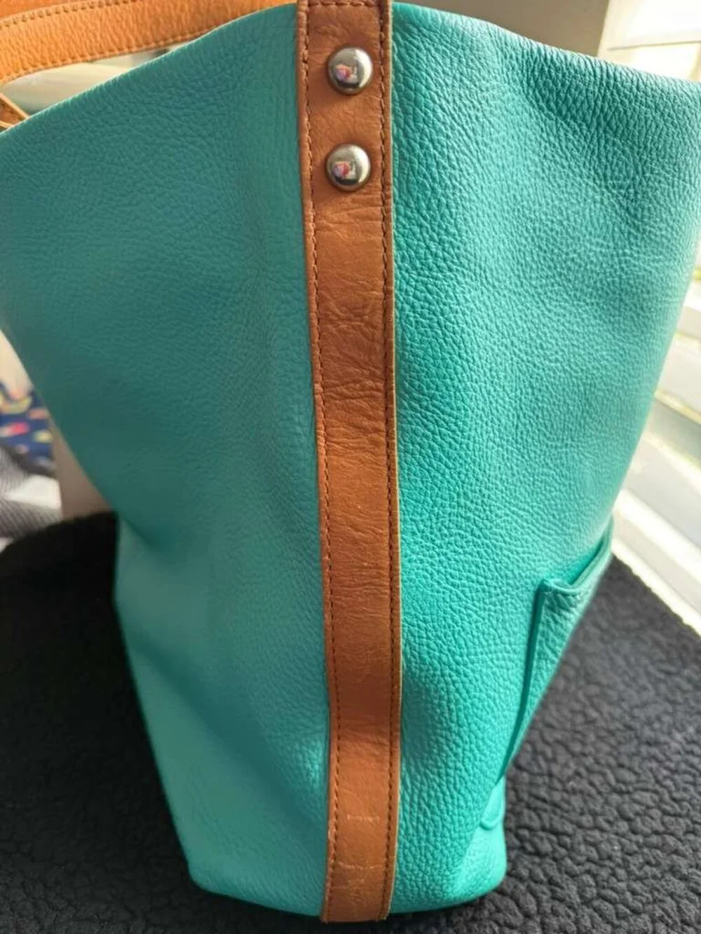 Valentina Turquoise Pebbled Leather Hobo with Brown Strap